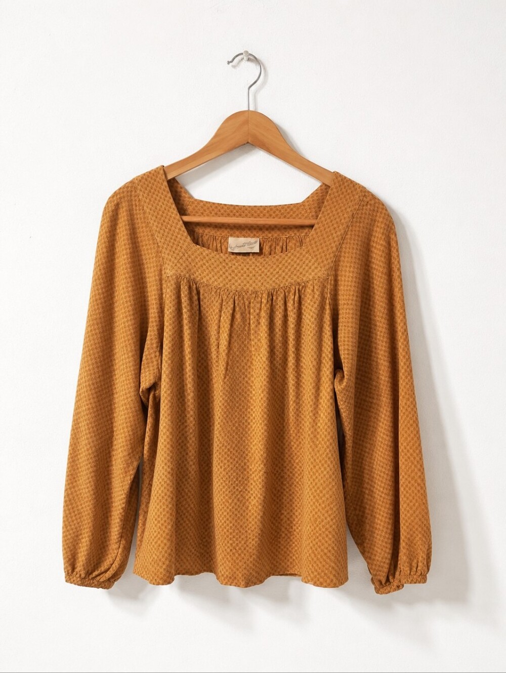 Universal Thread Mustard Square-Neck Waffle Knit Blouse - Picture 4 of 4
